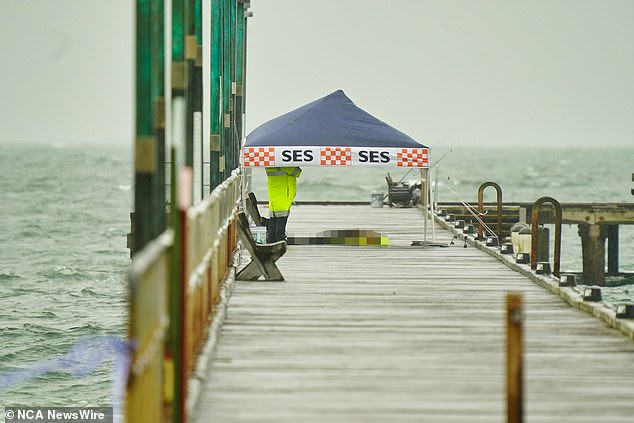 When police arrived, officers found an unconscious man halfway down the pier, who died shortly afterward