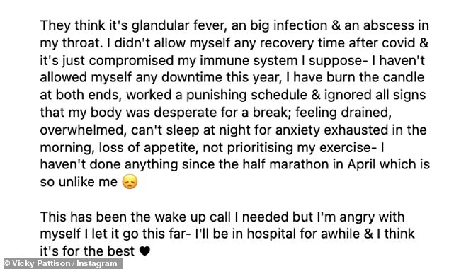 She shared a health update with her followers