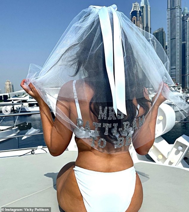 Vicky and Ercan celebrated their upcoming nuptials with joint bachelorette parties in Dubai, with the star donning a white bridal bikini for the celebration.