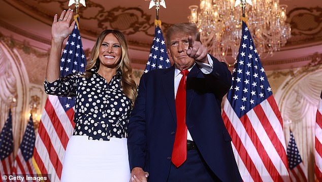 Melania raised eyebrows when she didn't attend Trump's 78th birthday celebration at the Palm Beach County Convention Center on June 14. They are pictured together in November 2022 in Palm Beach, Florida
