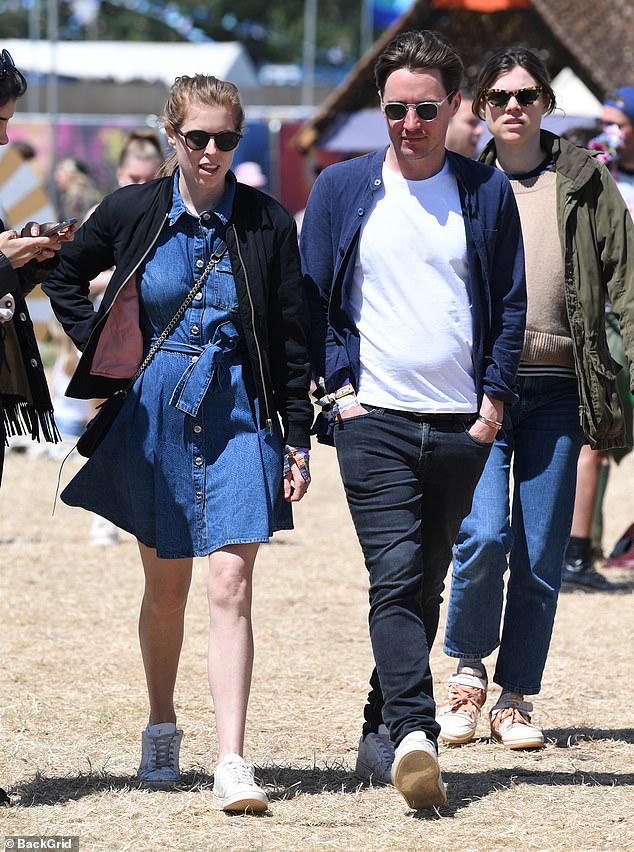 Princess Beatrice is pictured with her husband Edoardo Mapelli Mozzi at Worthy Farm in 2022