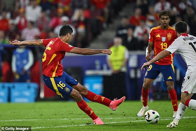 Rodri scored in the 39th minute to level Spain against Georgia