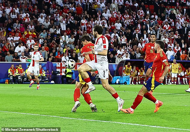 Spanish defender Le Normand accidentally turned the ball into his own net in the 17th minute