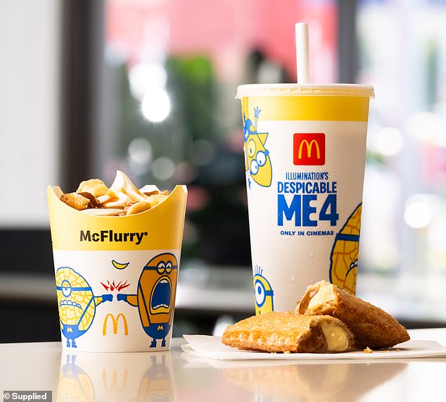 The popular Banana Caramel Pie also returns after a four-year hiatus (right), while the Banana Caramel Pie Chocolate McFlurry made its debut (left)