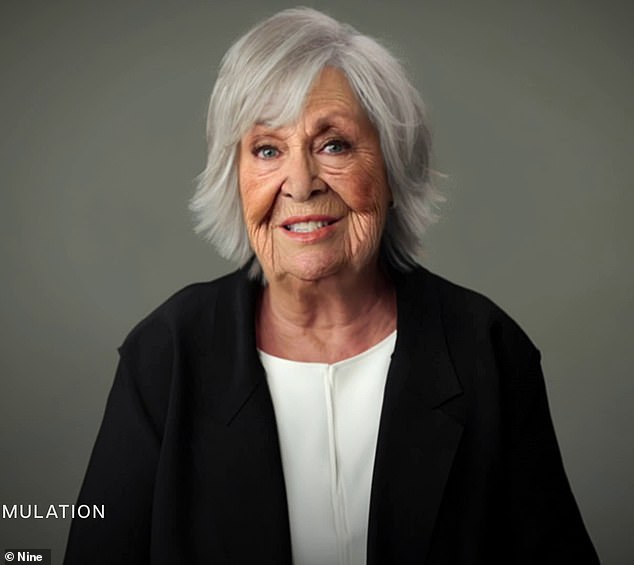 The 64-year-old then underwent digital aging, with computer effects showing what she will look like over the years.  Throughout the effect, she is ultimately shown with gray hair, deep wrinkles and sagging cheeks