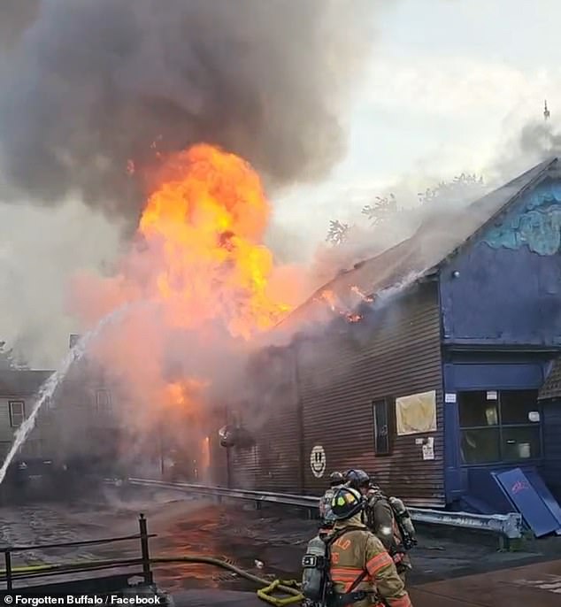 The Old Pink bar and grill on Allen Street was badly damaged after going up in flames around 5.30am on Monday