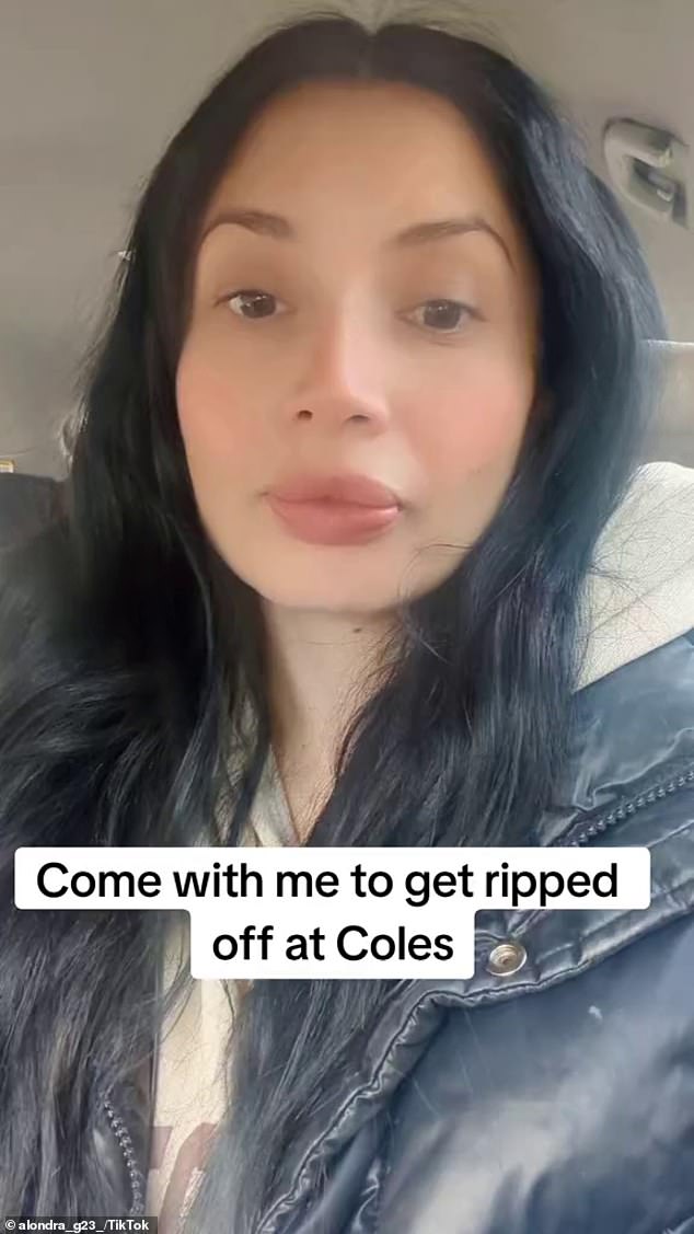 In a TikTok titled 'Come with me to get ripped off at Coles', Alondra Gataé from Melbourne showed the big difference between prices at the two supermarkets