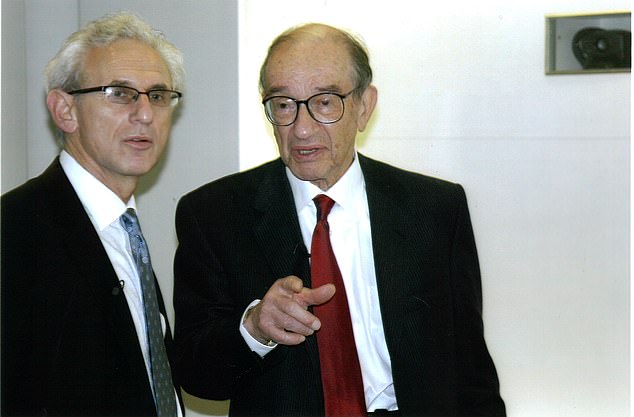 Alex Brummer, left, in 2007 with one of the leading financial figures of the past half century, Alan Greenspan, head of the US Federal Reserve