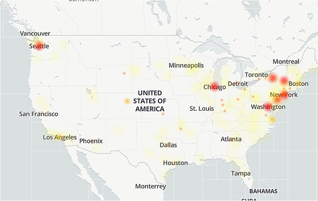 User reports of Verizon's outages are largely concentrated in the Northeast, including New York, Boston, but Chicago, Detroit and Seattle also appear to be affected