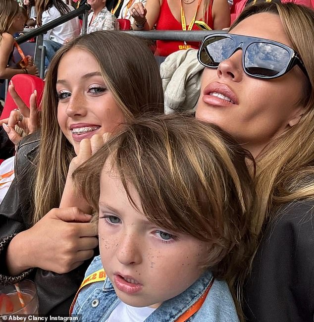 Earlier on Sunday, Abbey shared adorable photos wearing matching suspenders with her daughter Sophia as she took her four children to the Summertime Ball at Wembley