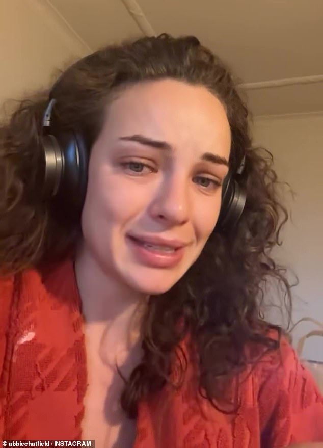 Abbie Chatfield broke down in tears on Wednesday during an emotional Instagram video discussing her dating struggles while suffering from ADHD