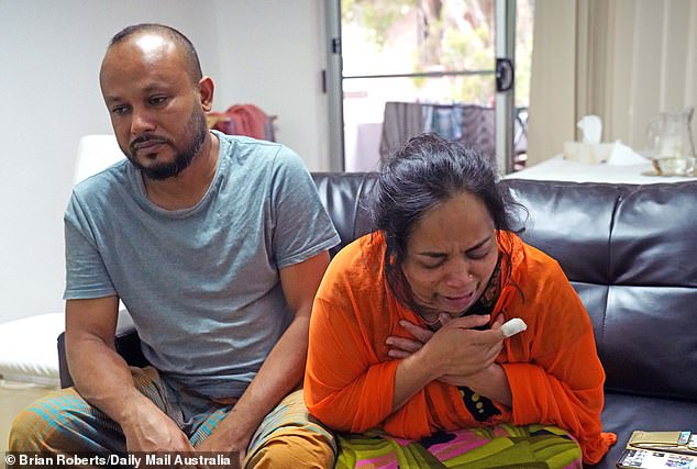 Armina's devastated parents Abu (left) and Mahfuza Hayat (right) are pictured in their western Sydney home.  The couple had a lifetime AVO against their daughter's husband