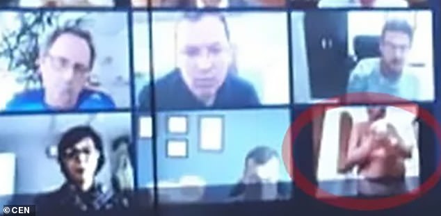 A businessman accidentally left his camera on while showering (below right) during a Zoom conference call with Brazilian President Jair Bolsonaro in May 2020