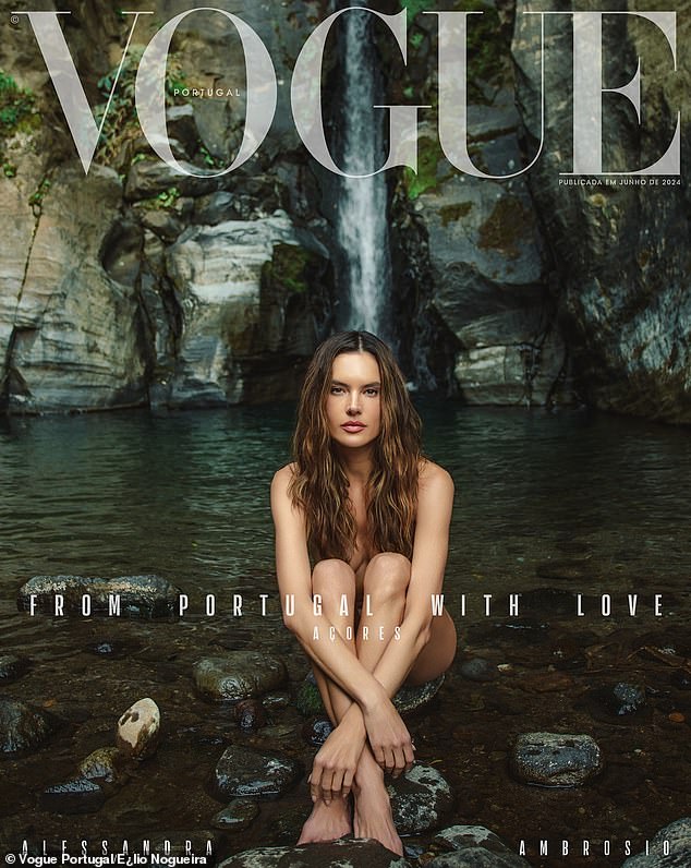 Brazilian supermodel Alessandra Ambrosio has stripped naked for the cover of the June issue of Vogue Portugal called 'From Portugal With Love'