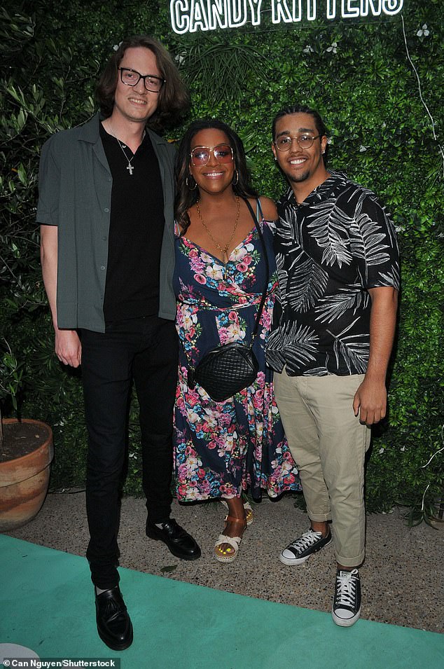 Alison Hammond, 49, and toyboy boyfriend David Putman, 26 (L) joined her son Aidan, 19 (R) at a bash for Jamie Laing's darling brand Candy Kittens in London on Thursday - after sealing his famous mum's new relationship had given their approval