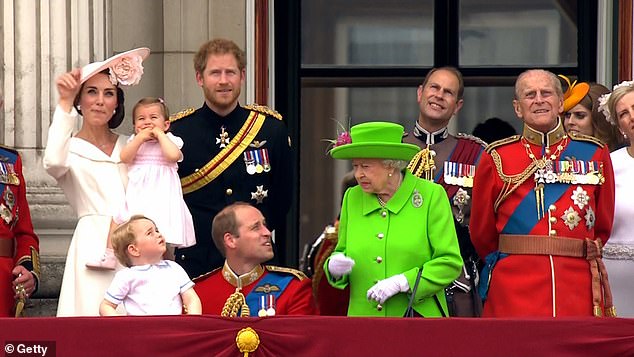 Princess Charlotte is compared to her great-grandmother, the late Queen, who is pictured telling Prince William to stand on the balcony of Buckingham Palace in 2016