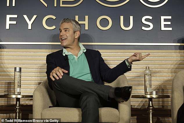 Andy Cohen, 56, opens up in a new piece about the possibility of losing his career for saying something inappropriate, a fine line he walks in Bravo's often salacious reality TV universe.  Pictured last month in NYC