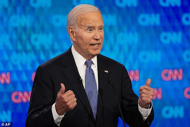 US President Joe Biden pictured during a presidential debate on June 27