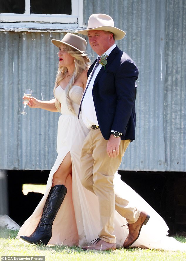 Barnaby Joyce and Vikki Campion at their 'bush bash' wedding in November 2023