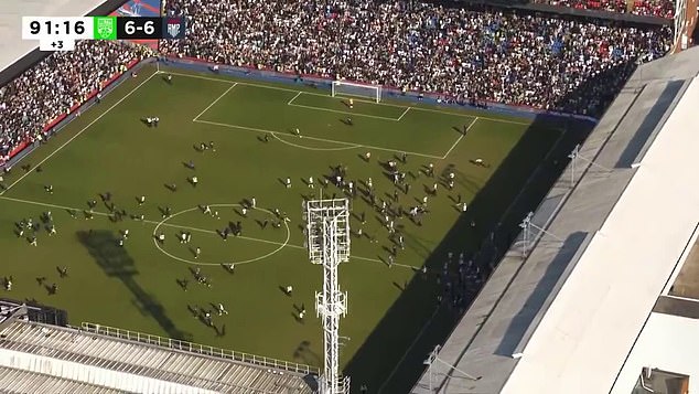 The YouTube charity match between Beta Squad and AMP was abandoned after fans rushed onto the pitch