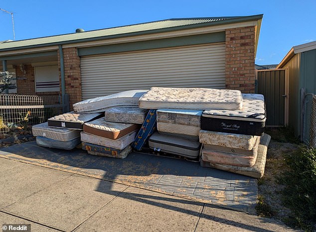 A couple from Melbourne came home this week to find these mattresses in their home