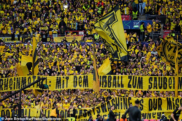 Borussia Dortmund supporters protested against the club's deal with an arms manufacturer