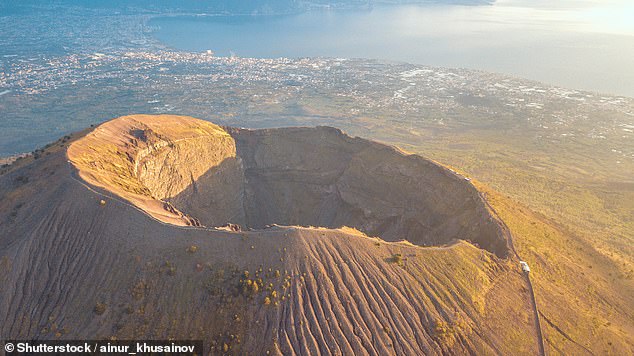A British tourist has died while climbing Mount Vesuvius (pictured) after reportedly suffering a heart attack as he approached the famous volcano's summit.  (stock image)