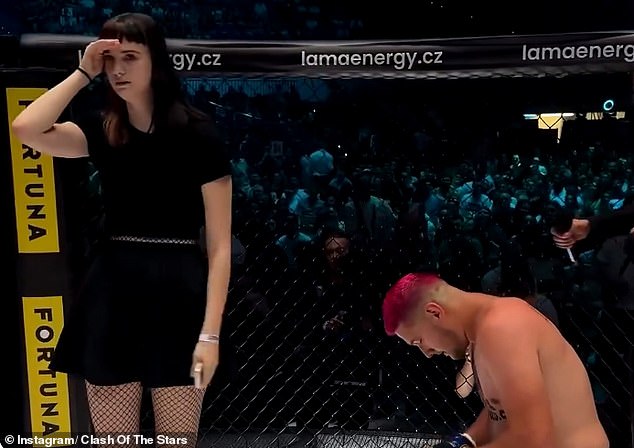 Czech fighter Lukas Bukovaz proposed to his girlfriend after losing his MMA fight last weekend (pictured) - and didn't get the result he was hoping for