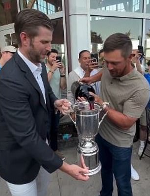 Bryson DeChambeau poured red wine into the US Open trophy – with help from Eric Trump