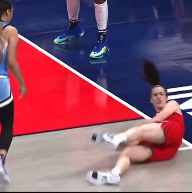 The Iowa alum was pushed to the ground by Chicago Sky player Carter on Saturday