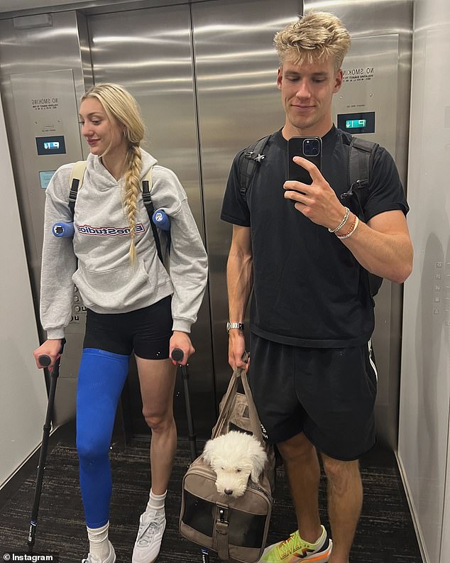 Brink shared a post-op photo of herself with boyfriend Ben Felter and her dog Olive