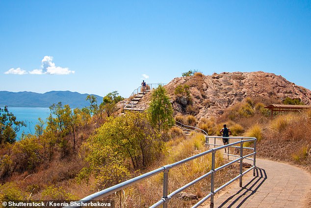 A woman died after falling from the top of a Castle Hill lookout in Townsville, Queensland, at 2.54pm on Sunday.