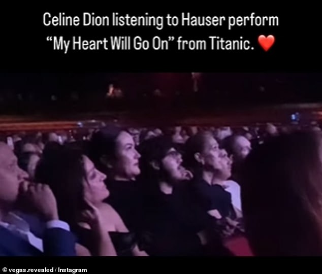 It turns out that before Saturday's performance, HAUSER found out about his special VIP guest and did a rendition of My Heart Will Go On, the popular theme song for Titanic (1997), recorded by Dion for the soundtrack, according to TMZ
