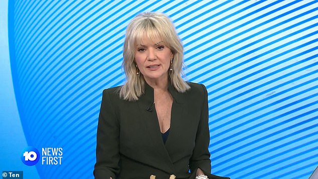 Channel 10 news presenter Sandra Sully (pictured) shared a news article showing Tom Dutton, 18, looking at the camera and holding the clear bag on a balcony in Surfers Paradise