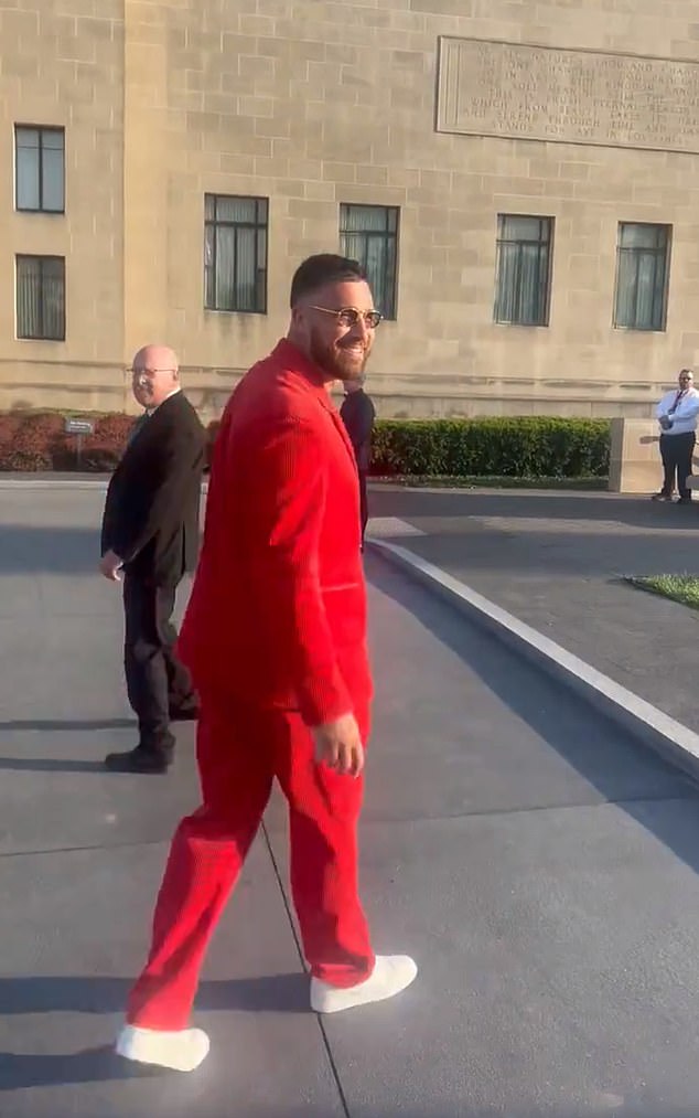 Travis Kelce has arrived at the team's second straight Super Bowl ring ceremony