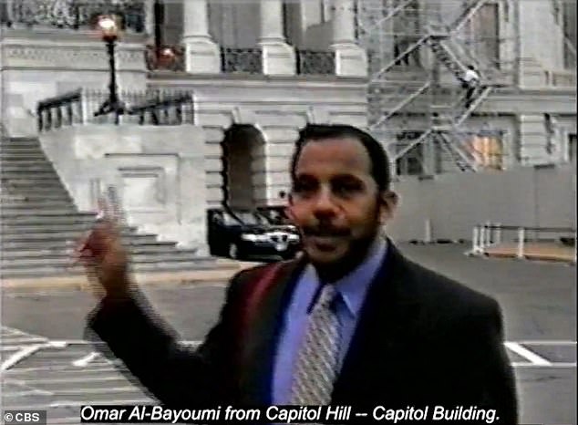 In the photo: Omar al-Bayoumi stands in front of the Capitol.  He goes on to detail the entrances and exits, and where the guards are stationed