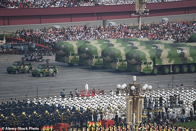 Xi Xinping has increased his country's nuclear stockpile from 410 to 500 in one year (file image)