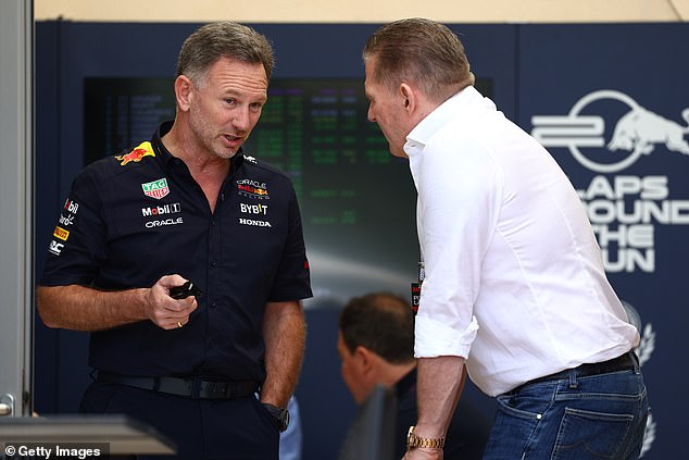 Jos Verstappen (right) appears to be reviving his feud with Red Bull boss Christian Horner (left)