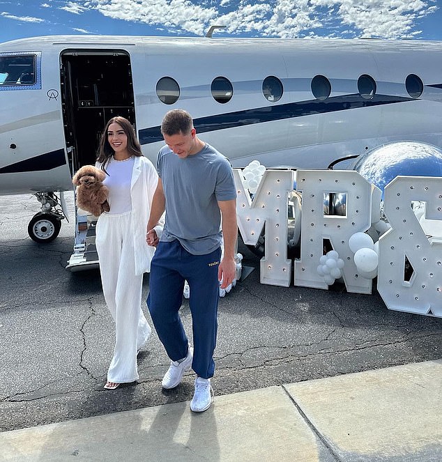 Christian McCaffrey and Olivia Culpo jetted off on a romantic private plane for their wedding