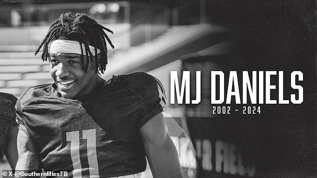 Daniels' school, South Mississippi, posted this tribute in honor of the late football player