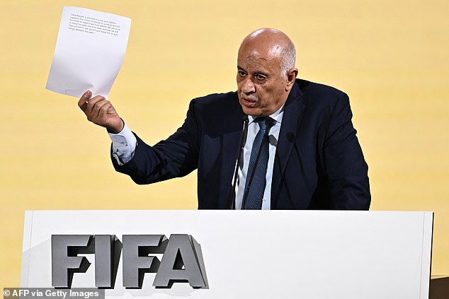 The head of Palestinian football has been banned from entering Australia ahead of his country's qualifier against the Socceroos in Perth on Monday evening (Jibril Rajoub is pictured)