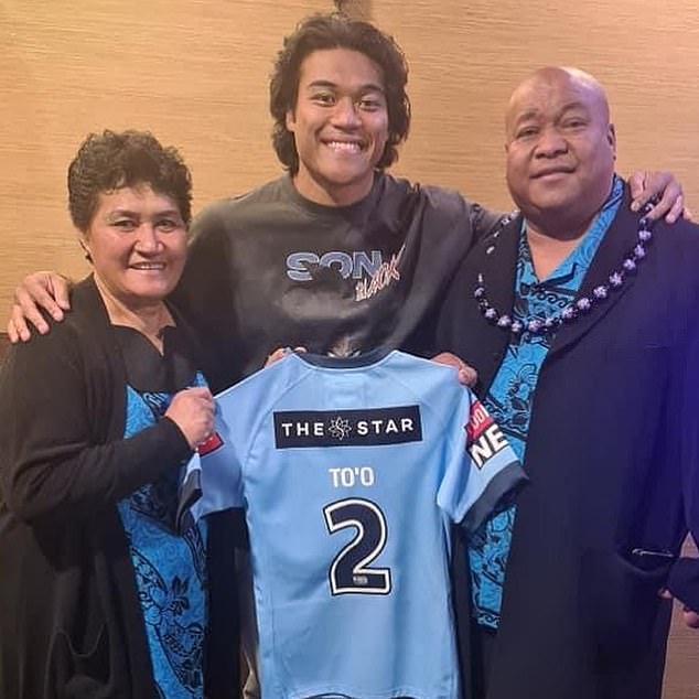 NSW State of Origin star Brian To'o (pictured, centre) used previous match payments from the NSW Blues to buy a house for his parents in Sydney