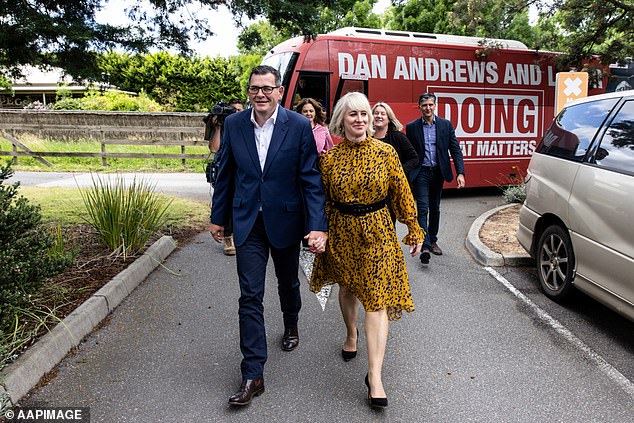 The country's highest honor was awarded to former Victoria Premier Daniel Andrews (pictured with his wife) on Monday, sparking division.