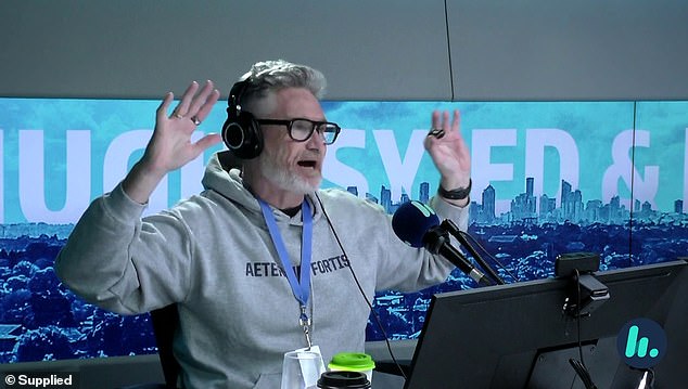 Dave Hughes (pictured) got into an awkward broadcast with Jimmy Rees on Wednesday after the comedian bragged about being awarded a Medal of the Order of Australia