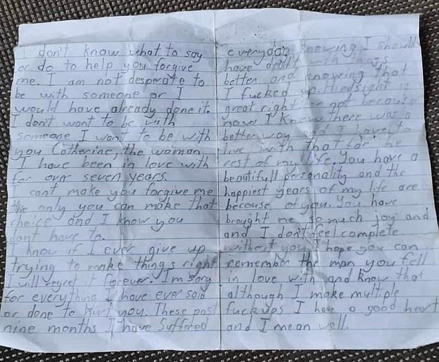 Catherine has shared a note written by her ex-partner Thomas Philips as the wait to be reunited with her children continues