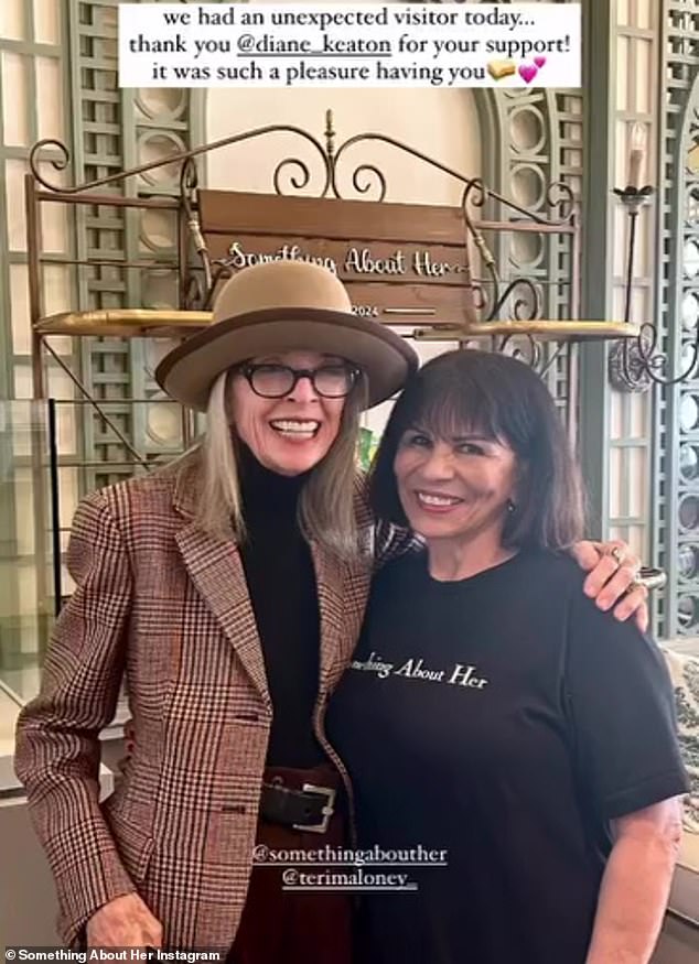 Diane Keaton visited Ariana Madix and Katie Maloney's newly opened sandwich shop Something About Her this week, where she posed with Katie's mom Teri