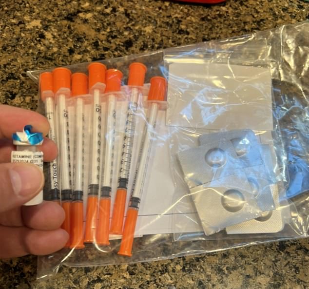 This photo, posted to the social media site Reddit, claims to show a mail-order ketamine therapy kit sent to a customer that contains syringes, alcohol swabs and a vial of ketamine