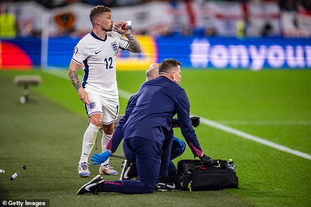 Kieran Trippier had some pickle juice after being treated for cramps on Sunday night