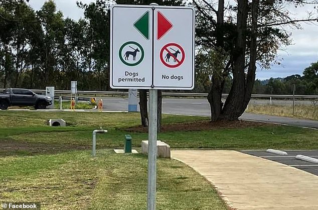 A sign (pictured) posted at Bong Bong Common Park in Bowral, NSW Southern Highlands, has caused confusion among dog owners who have branded it 'stupid'.