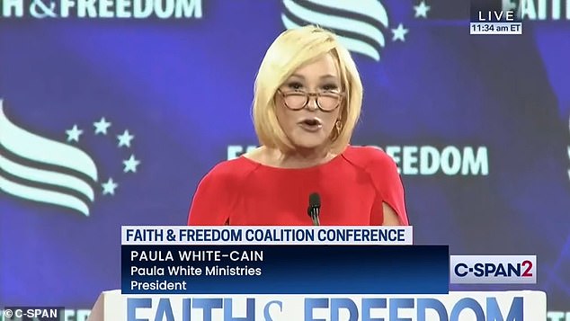 Paula White praised Trump in a speech Friday at the Faith and Freedom Coalition's Road to Majority conference at the Washington Hilton